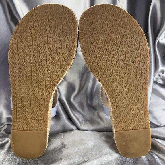 Michael Kors Laney Wedges Size 9 Leather Thong Espadrille Sandals Powder Blue💙 - Picture 16 of 17